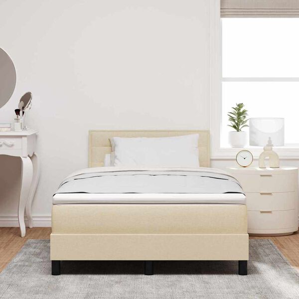 vidaXL Box spring seng med madras Creme 120 x 190 cm Stof