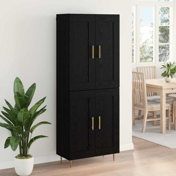 vidaXL Highboard Sort eg 69,5 x 34 x 180 cm Konstrueret tr&aelig;