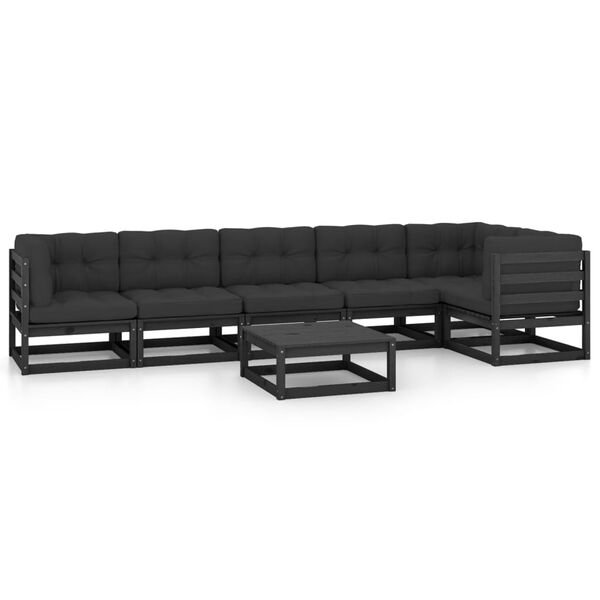 vidaXL lounges&aelig;t til haven 7 dele med hynder massivt fyrretr&aelig;