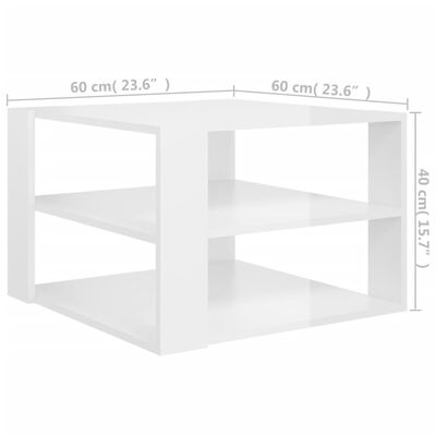 vidaXL sofabord 60x60x40 cm spånplade hvid højglans