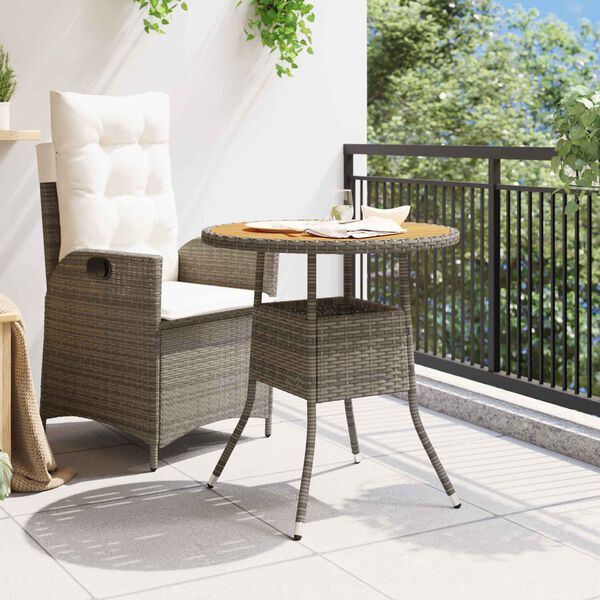 vidaXL Middag Bord Gr&aring;, Akacietr&aelig; 70 x 70 x 73 cm Massivt Akacietr&aelig;