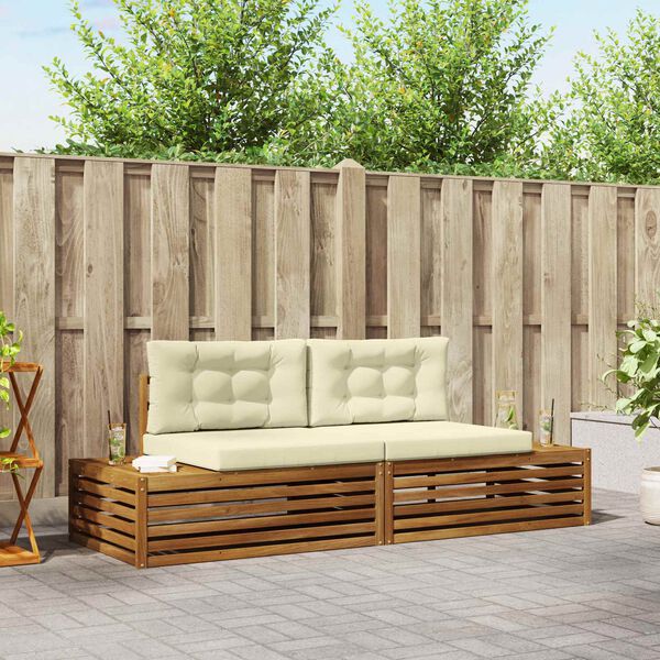 vidaXL Udend&oslash;rs sofagruppe med pude 2 Stk Naturlig og Fl&oslash;de