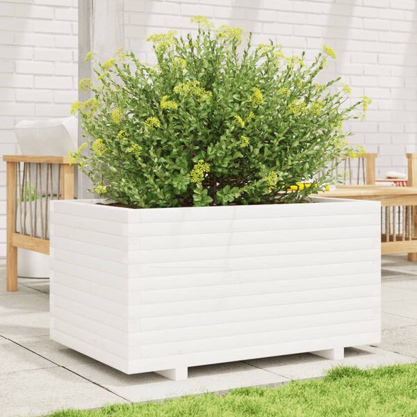 vidaXL plantekasse 90x60x49,5 cm massivt fyrretr&aelig; hvid