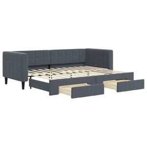 vidaXL daybed med udtr&aelig;k og skuffer 80x200 cm velour m&oslash;rkegr&aring;