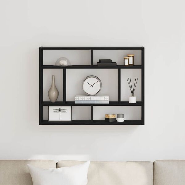 vidaXL vægreol sort eg 75x16x55 cm konstrueret træ