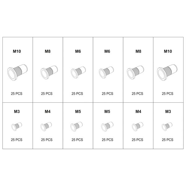 YATO 300 stk. nittem&oslash;trikker aluminium kulstofst&aring;l M3-M10
