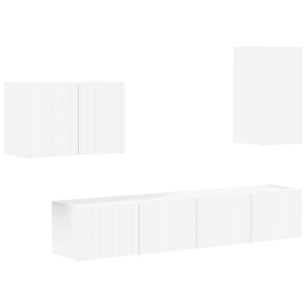 vidaXL Tv v&aelig;gskab s&aelig;t V&aelig;gmonteret 4 pcs Hvid Konstrueret tr&aelig;