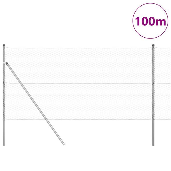 vidaXL Hegnsp&aelig;l S&oslash;lv 100 x 1,4 m (36 mm net) St&aring;l