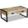 vidaXL sofabord med 2 skuffer massivt mangotr&aelig; 100x60x40 cm