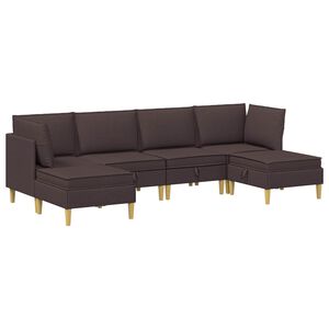 vidaXL Modulsofa s&aelig;t med opbevaring 6 stk. M&oslash;rk Brun Stof