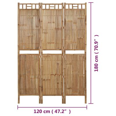 vidaXL 3-panels rumdeler 120x180 cm bambus