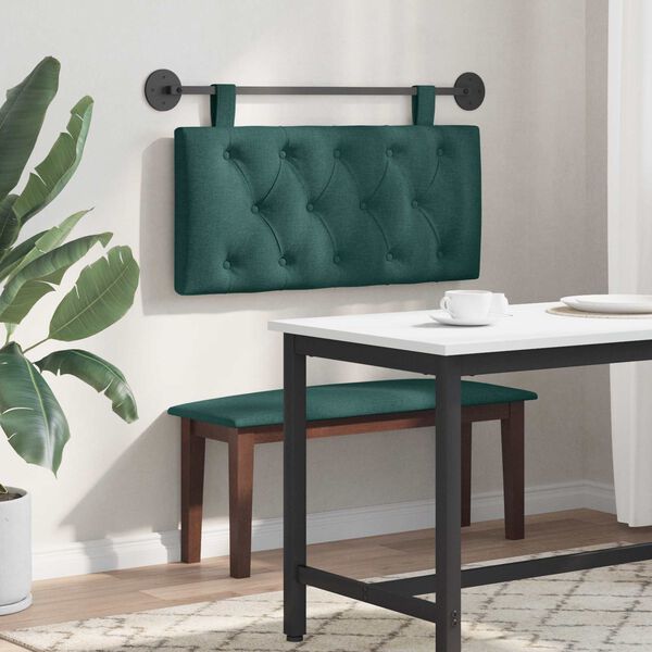 vidaXL H&aelig;ngende Hovedgavl V&aelig;gmonteret M&oslash;rkegr&oslash;n 100 x 55 x 7 cm Stof