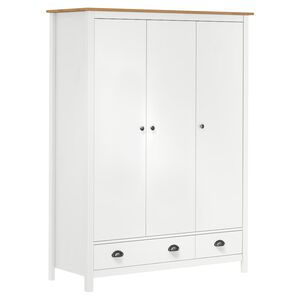 vidaXL kl&aelig;deskab med 3 l&aring;ger Hill 127x50x170 cm massivt fyrretr&aelig; hvid