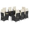 vidaXL spisebordss&aelig;t til haven 9 dele med hynder polyrattan sort