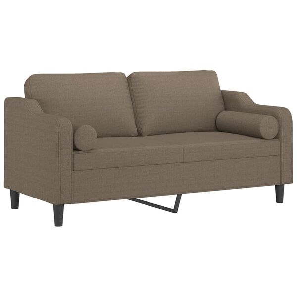 vidaXL 2-personers sofa med puder og hynder 140 cm stof gr&aring;brun