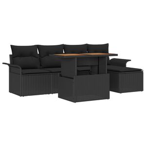vidaXL Havesofa S&aelig;t med opbevaring 6 pcs Sort Poly rattan