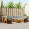 vidaXL Sofas&aelig;t med pude 10 pcs Naturlig og Lys Gr&aring; Massivt Akacietr&aelig;