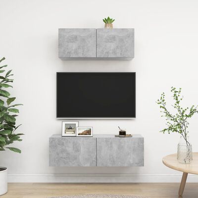 vidaXL tv-skabe 2 dele spånplade betongrå