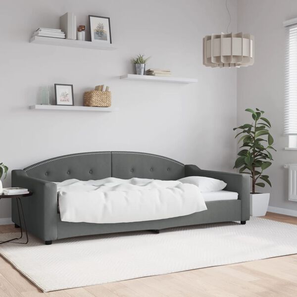 vidaXL daybed 100x200 cm stof m&oslash;rkegr&aring;