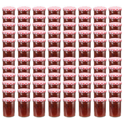 vidaXL syltetøjsglas 96 stk. med hvide og røde låg 400 ml