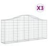vidaXL buede gabionkurve 3 stk. 200x30x80/100 cm galvaniseret jern