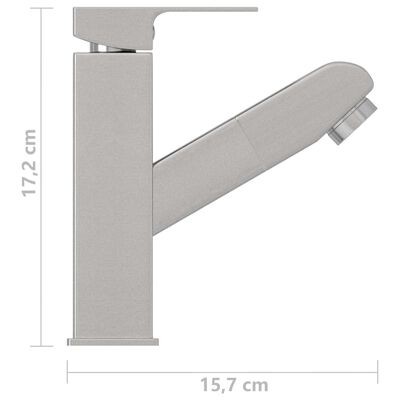 vidaXL vandhane m. udtræksfunktion til håndvask 157x172 mm sølvfarvet