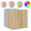 vidaXL v&aelig;gh&aelig;ngt tv-bord med LED-lys 40,5x35x40 cm sonoma-eg