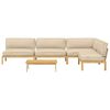 vidaXL Sofa S&aelig;t med pude Ensfarvet 5 pcs Beige Massivt Akacietr&aelig;