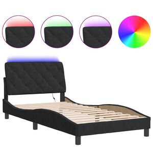 vidaXL sengeramme med LED uden madras 100x200 cm velour sort