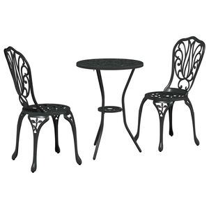 vidaXL Have Bistro S&aelig;t 3 stk. Sort Aluminium
