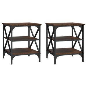 vidaXL sideborde 2 stk. 40x42x50 cm konstrueret tr&aelig; brun egetr&aelig;sfarve