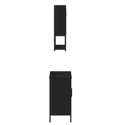 vidaXL møbelsæt til badeværelse 2 dele konstrueret træ sort