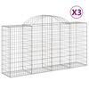 vidaXL buede gabionkurve 3 stk. 200x50x100/120 cm galvaniseret jern
