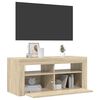 vidaXL tv-bord med LED-lys 90x35x40 cm sonoma-eg