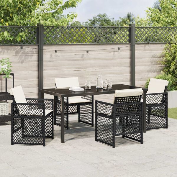 vidaXL Have Spisebordss&aelig;t 5 pcs Sort polyrattan