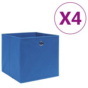 vidaXL opbevaringskasser 4 stk. ikke-v&aelig;vet stof 28x28x28 cm bl&aring;