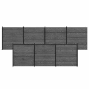 vidaXL Hegnss&aelig;t 7 stk. 1218 x 186 cm WPC og Aluminium Gr&aring;
