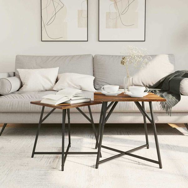 vidaXL Sidebordss&aelig;t 2 pcs R&oslash;get eg og Sort 50 x 50 x 50 cm