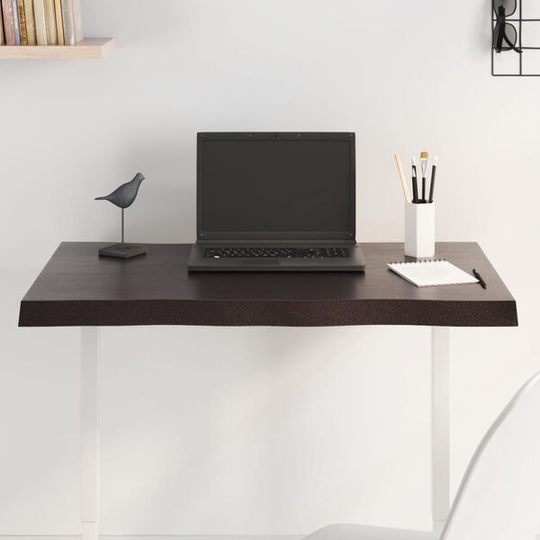 vidaXL bordplade 80x60x(2-4) cm naturlig kant behandlet tr&aelig; m&oslash;rkebrun