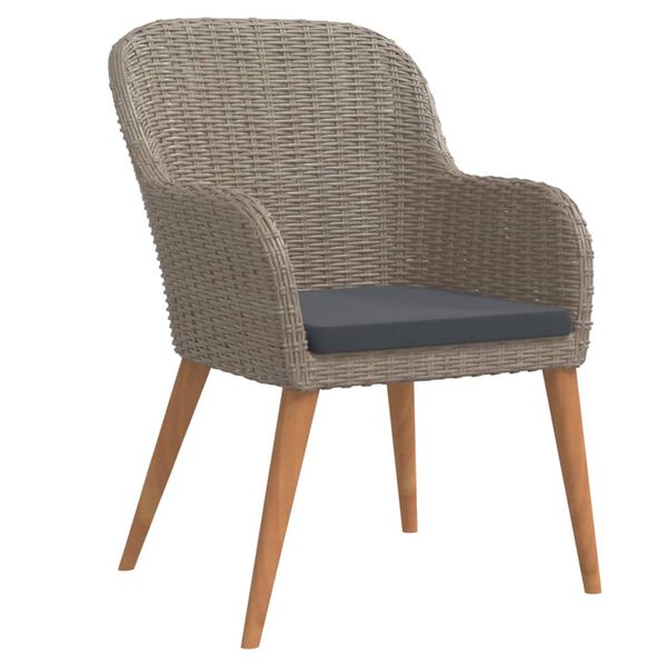 vidaXL spisebordssæt til haven 7 dele med hynder brun