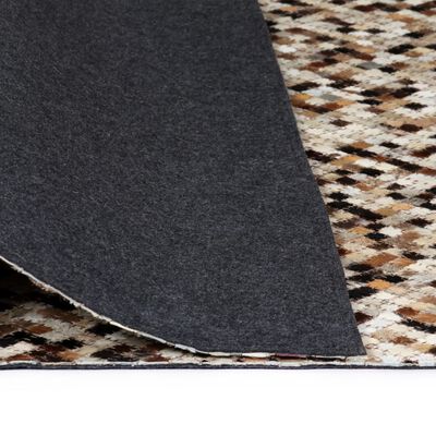 vidaXL tæppe ægte kolæder patchwork 160 x 230 cm firkantet brun/hvid