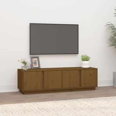 vidaXL tv-bord 140x40x40 cm massivt fyrretræ gyldenbrun