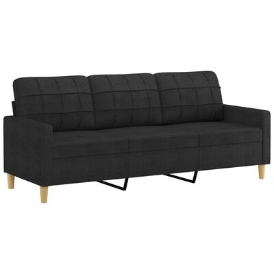 vidaXL 3-personers sofa med pyntepuder 180 cm stof sort