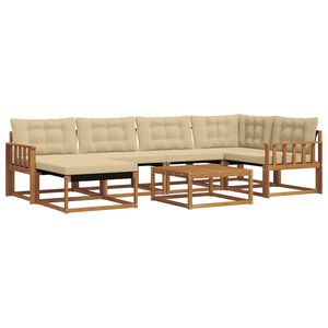 vidaXL Udend&oslash;rs sofagruppe 19 pcs Naturlig og Beige Massivt Akacietr&aelig;