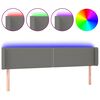 vidaXL sengegavl med LED-lys 203x16x78/88 cm stof m&oslash;rkegr&aring;