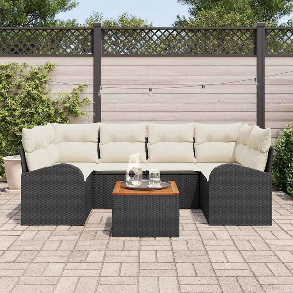 vidaXL Havesofa S&aelig;t 7 pcs Sort Poly rattan