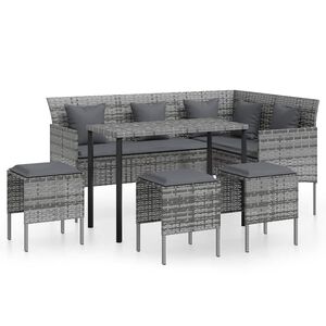 vidaXL sofas&aelig;t med hynder 5 dele L-facon polyrattan gr&aring;