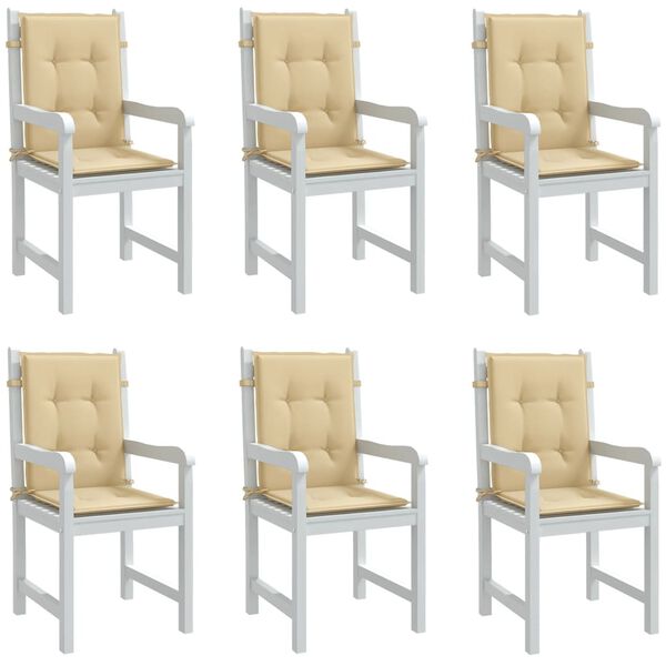 vidaXL stolehynder med lav ryg 6 stk. 100x50x4 cm stof beige
