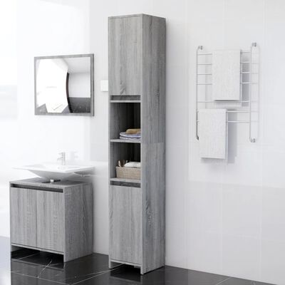 vidaXL badeværelsesskab 30x30x183,5 cm konstrueret træ grå sonoma-eg