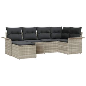 vidaXL Havesofa S&aelig;t med opbevaring 6 pcs Lysegr&aring; polyrattan